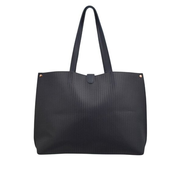 Ulta Beauty Navy Blue Woven Tote Bag Tassel Accent Snap Closure - Picture 2 of 6